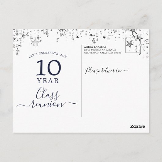 Klasse Reünie Marine Blauwe Sterren Lichten Elk Ja Briefkaart (Achterkant)