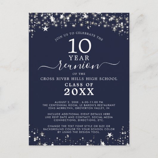 Klasse Reünie Marine Blauwe Sterren Lichten Elk Ja Briefkaart (Voorkant)