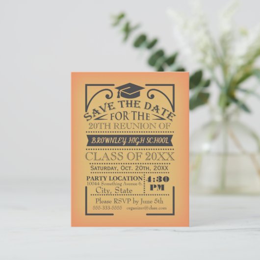 Klasse reünie ontwerp briefkaart (Staand voorkant)