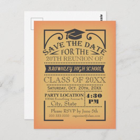 Klasse reünie ontwerp briefkaart (Voorkant / Achterkant)