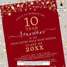 Klasse reünie rode gouden sterren lichten elk jaar kaart