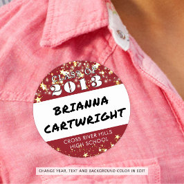 Klasse Reünie Rode Gouden Sterren Naam Tags Ronde Sticker