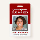 Klasse Reünie Rood en Wit Foto ID Badge (Voorkant)
