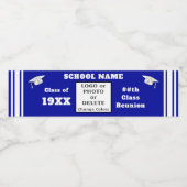 Klasse Reünie Waterfles Etiketten, Blauw en Wit Waterfles Etiket (Enkel label)