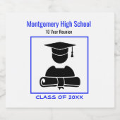 Klasse Reunion Black Blue Custom Sparkling Wijnetiket (Enkel label)