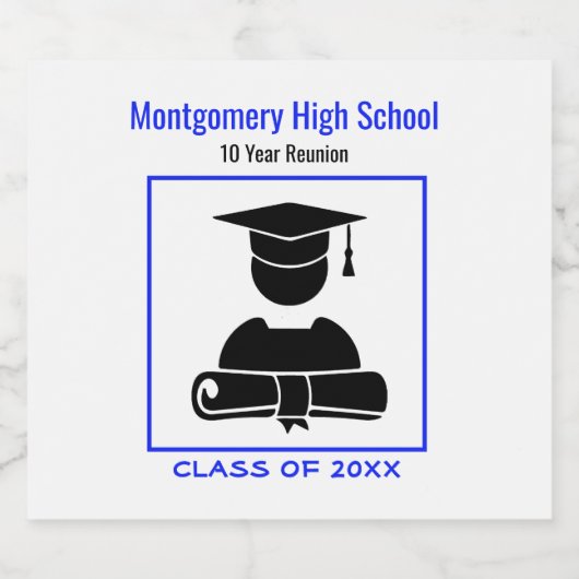 Klasse Reunion Black Blue Custom Sparkling Wijnetiket (Enkel label)