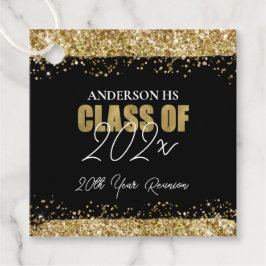 Klasse Reunion Black en Gold Glitter Bedankjes Labels