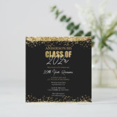 Klasse Reunion Black en Gold Glitter Kaart (Staand voorkant)