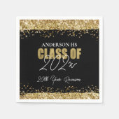 Klasse Reunion Black en Gold Glitter Servet (Voorkant)