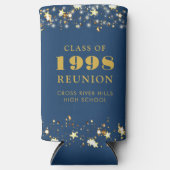 Klasse Reunion Black Gold Stars gepersonaliseerd Seltzer Blikjeskoeler (Voorkant)