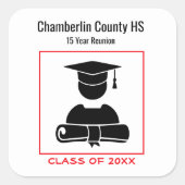 Klasse Reunion Black Red, aangepast ontworpen Vierkante Sticker (Voorkant)