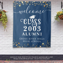 Klasse Reunion Blauw Welkomstklas Jaar Alumni Wandkleed
