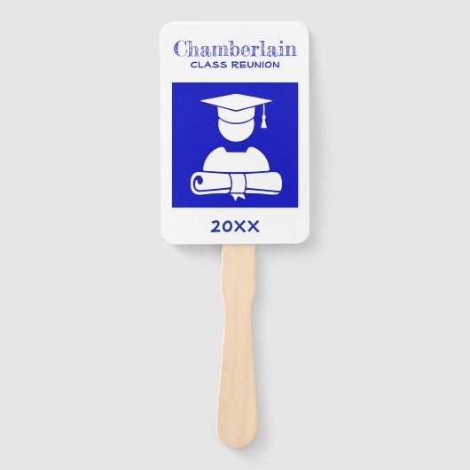 Klasse Reunion Blue White Custom Handwaaier (Voorkant)