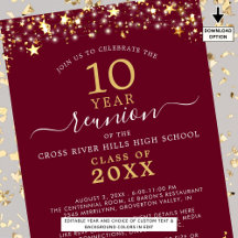 Klasse Reunion Burgundy Gold Stars lichten elk jaa