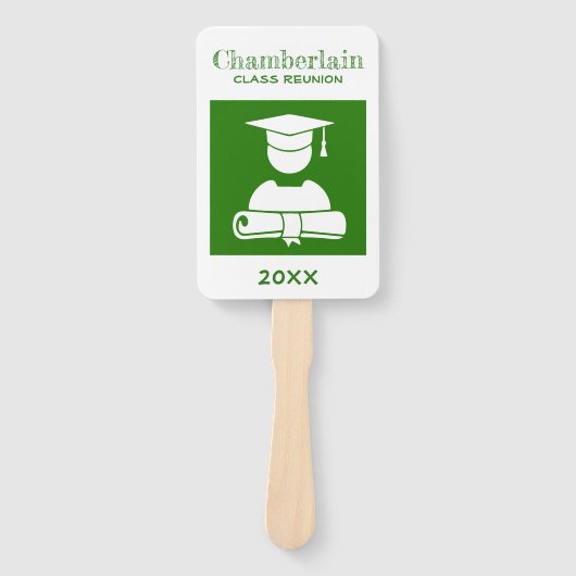 Klasse Reunion Elegant Groen Wit Custom Handwaaier (Voorkant)