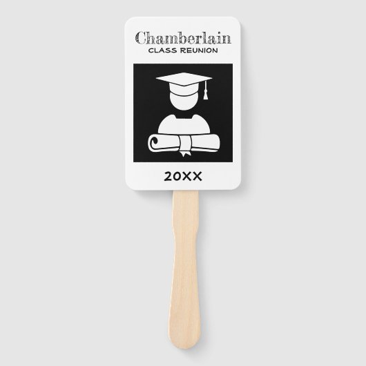 Klasse Reunion Elegant Zwart Wit Custom Handwaaier (Voorkant)