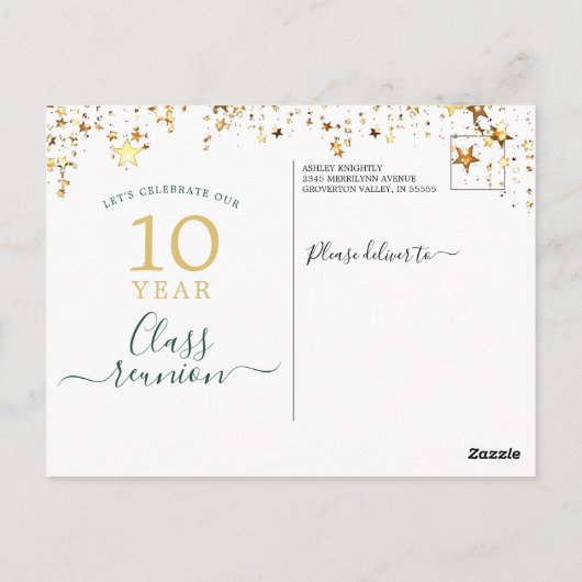 Klasse Reunion Groen Goud Sterren Elk Jaar Briefkaart (Achterkant)