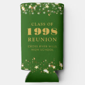 Klasse Reunion Groen Gouden Sterren Gepersonalisee Seltzer Blikjeskoeler (Achterkant)