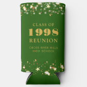 Klasse Reunion Groen Gouden Sterren Gepersonalisee Seltzer Blikjeskoeler (Voorkant)