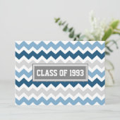Klasse Reunion Invitations Gray Blue Chevron Kaart (Staand voorkant)