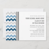 Klasse Reunion Invitations Gray Blue Chevron Kaart (Achterkant)