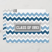 Klasse Reunion Invitations Gray Blue Chevron Kaart (Voorkant / Achterkant)