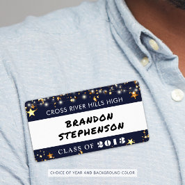 Klasse Reunion Marine Blue Gouden Sterren Naam Tag Etiket