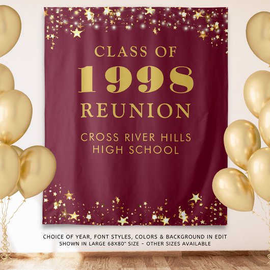 Klasse Reunion Maroon Gold Photo Booth Backdrop Wandkleed