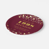 Klasse Reunion Maroon Gouden Sterren Gepersonalise Papieren Bordje (Gekanteld)