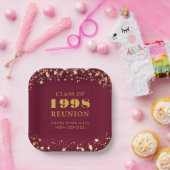 Klasse Reunion Maroon Gouden Sterren Gepersonalise Papieren Bordje (Feest)