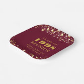Klasse Reunion Maroon Gouden Sterren Gepersonalise Papieren Bordje (Gebogen)