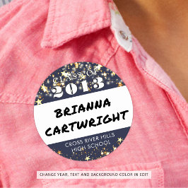 Klasse Reunion Naam Marine Blauw Gouden Sterren Na Ronde Sticker