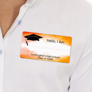 Klasse Reunion Oranje Waterverf Name Tag Etiket