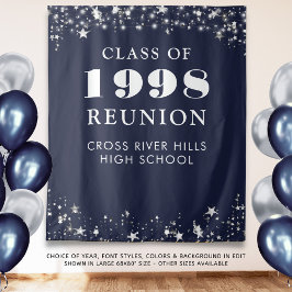 Klasse Reunion Photo Booth Navy Blue Achtergrond Wandkleed