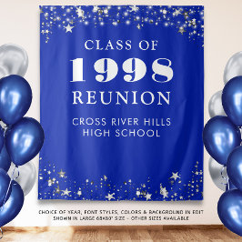 Klasse Reunion Photo Booth Royal Blue Achtergrond Wandkleed