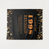 Klasse Reunion Photo Booth Zwart Oranje Achtergron Wandkleed (Voorkant (horizontaal))