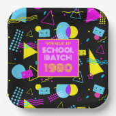 Klasse Reunion Retro School 80's Stijl Papieren Bordje (Voorkant)