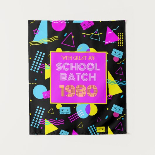 Klasse Reunion Retro School 80's Stijl Wandkleed (Voorkant)