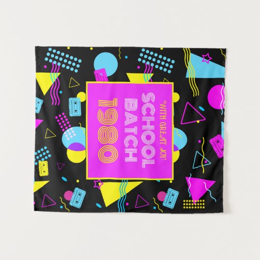 Klasse Reunion Retro School 80's Stijl Wandkleed (Voorkant (horizontaal))