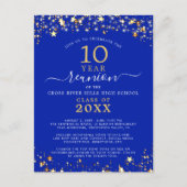 Klasse Reunion Royal Blue Gold Star lichten elk ja Briefkaart (Voorkant)