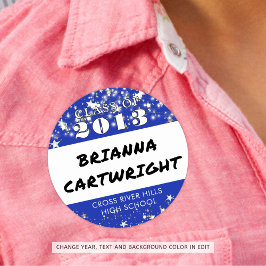 Klasse Reunion Royal Blue Zilveren Sterren Naam Ta Ronde Sticker