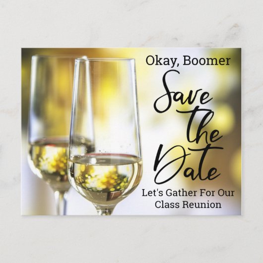 Klasse Reunion Save the Date Baby Boomer Champagne Aankondigingskaart (Voorkant)