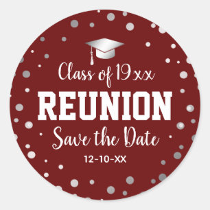 Klasse Reunion Save the Date Envelope Seal Ronde Sticker