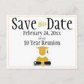 Klasse Reunion Save the Date Minimalist Black Gold Briefkaart (Voorkant)