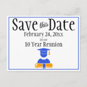 Klasse Reunion Save the Date Minimalist Blue Oranj Briefkaart (Voorkant)