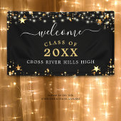 Klasse Reunion Welkom Black Gold Stars Lights Spandoek