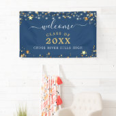 Klasse Reunion Welkom Blauw Gouden Sterren Lichten Spandoek (Insitu)