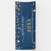 Klasse Reunion Welkom Blauw Gouden Sterren Spandoek (Verticaal)