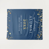 Klasse Reunion Welkom Blauw Gouden Sterren Wandkleed (Voorkant (horizontaal))