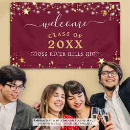 Klasse Reunion Welkom Burgundy Maroon Gold Stars Spandoek